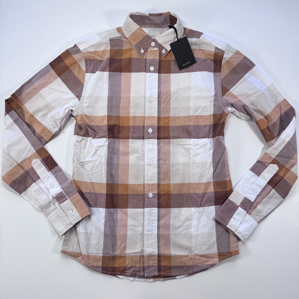 BILLY REID Plaid Tuscumbia Long Sleeve Button Down Shirt Mens XSmall Brown NWT